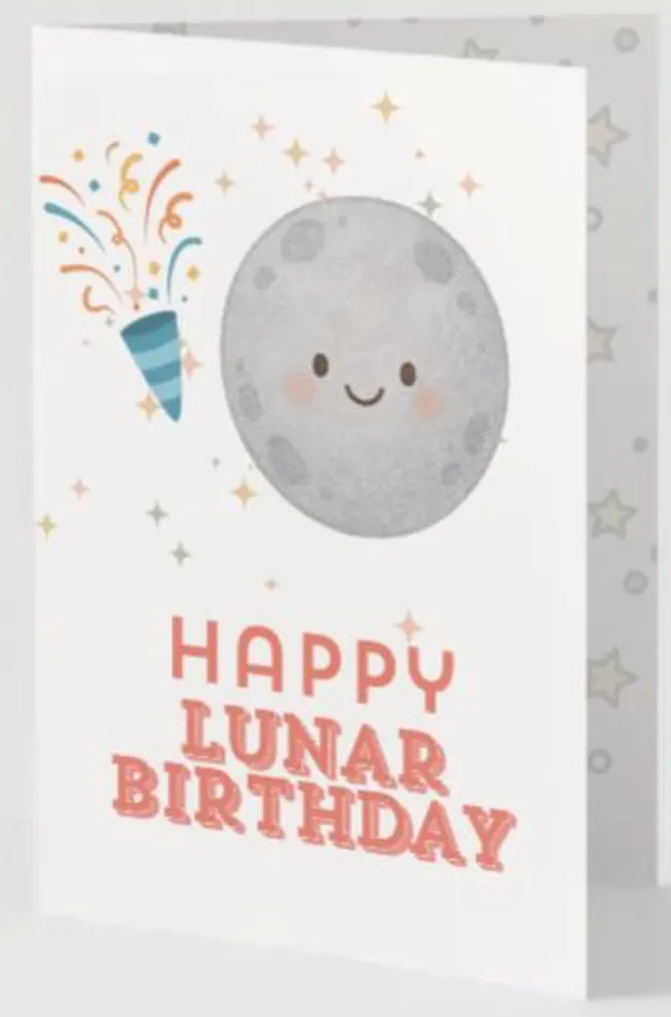 Digital lunar moon birthday card